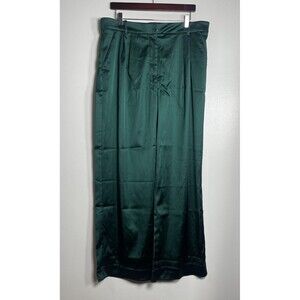 ABERCROMBIE & FITCH Tailored Wide Leg Satin Pants Size 16 Regular Green NEW